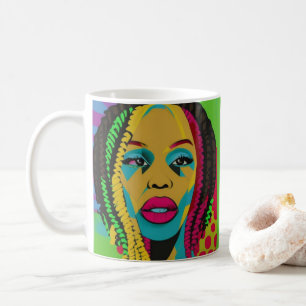 Taza De Café Audaz Pop Art-Afroamericana Con Locos