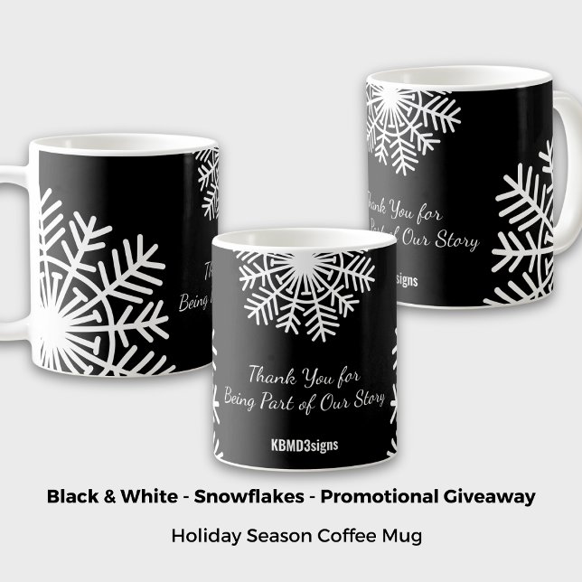 Taza De Café Audaz regalo promocional de copo de nieve en blanc (Bold Snowflake Black & White Promotional Giveaway Coffee Mug)