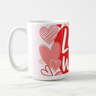 Taza De Café Audaz Tee gráfico Rosa Rojo "El amor es la respues