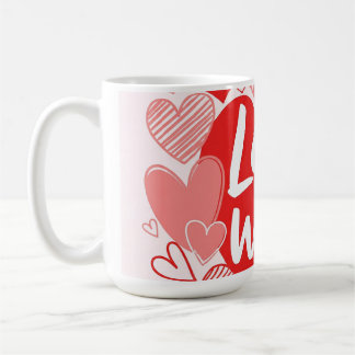 Taza De Café Audaz Tee gráfico Rosa Rojo "El amor es la respues