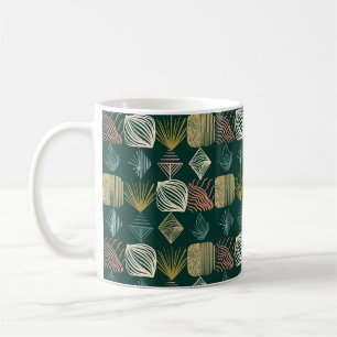 Taza De Café Audaz trapo tribal caribeño: Boho Verde azulado