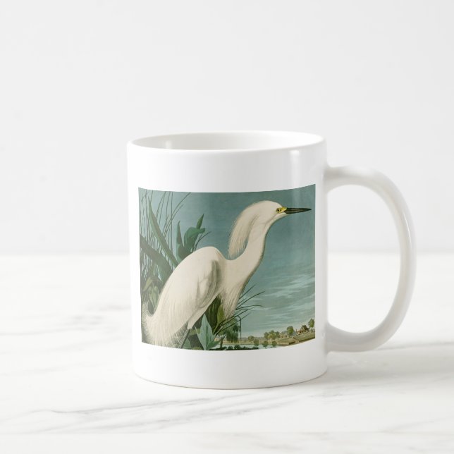 Taza De Café Audubon Snowy Heron White Egret Bird Birding (Derecha)