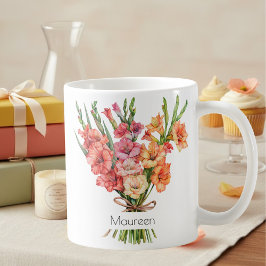 Taza De Café August Birth Flower Mug | Gladiolus & Poppies