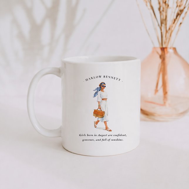 Taza De Café August Birth Month Girl | Monogram  (Subido por el creador)
