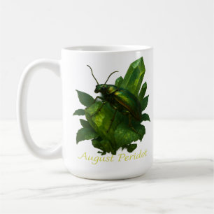 Taza De Café August Peridot: Jewel Beetle & Crystal
