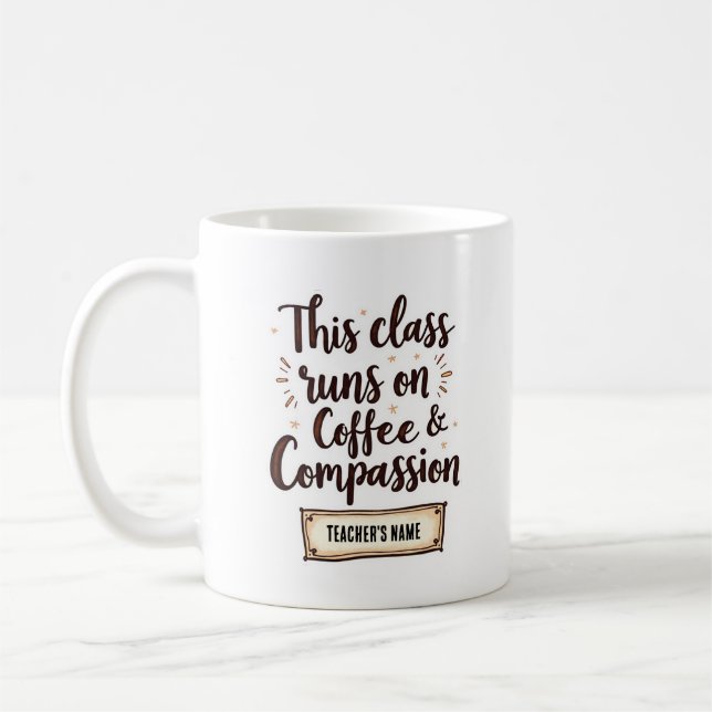Taza De Café Aula editable con el nombre del profesor (Izquierda)