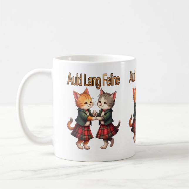 Taza De Café Auld Lang Feline Orange Cats Dancing Ceilidh  (Izquierda)