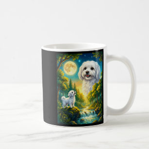 Taza De Café Aullando a la luna meme animal perro maltés 