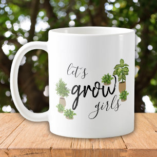 Taza De Café Aumentemos Chicas divertidos en las plantas interi