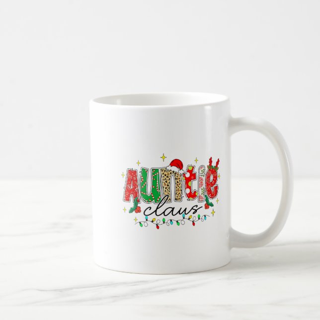 Taza De Café Auntie Claus Aunt Christmas Lights Pajama Family M (Derecha)