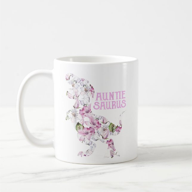Taza De Café Auntie Dinosaur Floral Flor Regalos de cumpleaños  (Izquierda)