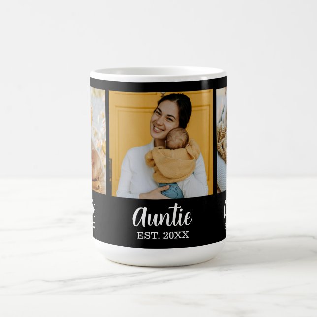 Taza De Café Auntie Established Script Black 3 Photo Coffee (Centro)