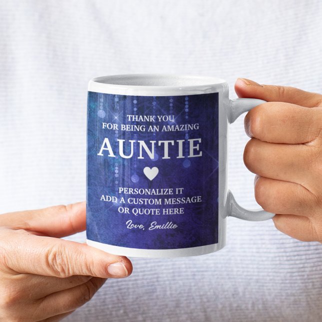 Taza De Café Auntie Gracias A Tu Cordial Mensaje Personalizado (Auntie Thank You Heartfelt Message Personalized Coffee Mug
)