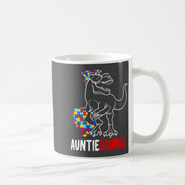 Taza De Café Auntiesaurus T Rex Dinosaur Autism Awareness Aunti (Derecha)