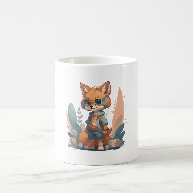 Taza De Café Auricular divertido de baby fox (Centro)