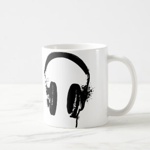 Taza De Café Auriculares Black Stencil Gráfico Art Mug