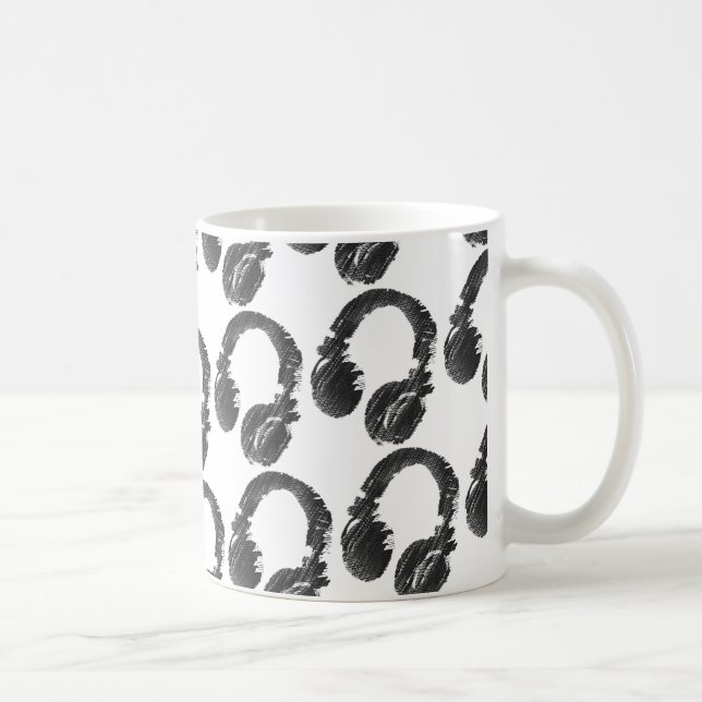 Taza De Café auriculares con DJ de música negra (Derecha)