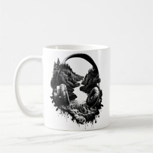 Taza De Café Auriculares de Naturaleza y Música – Artista de Bl
