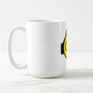 Taza De Café Auriculares divertidos con cara amarilla