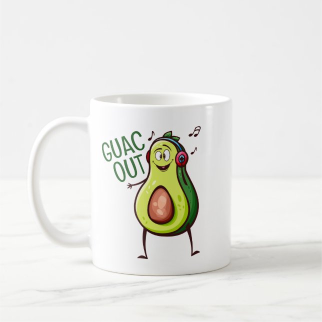 Taza De Café Auriculares divertidos con música de aguacate (Izquierda)