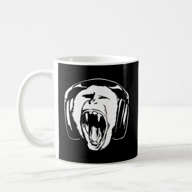 Taza De Café Auriculares Monkey Music Lover (Izquierda)