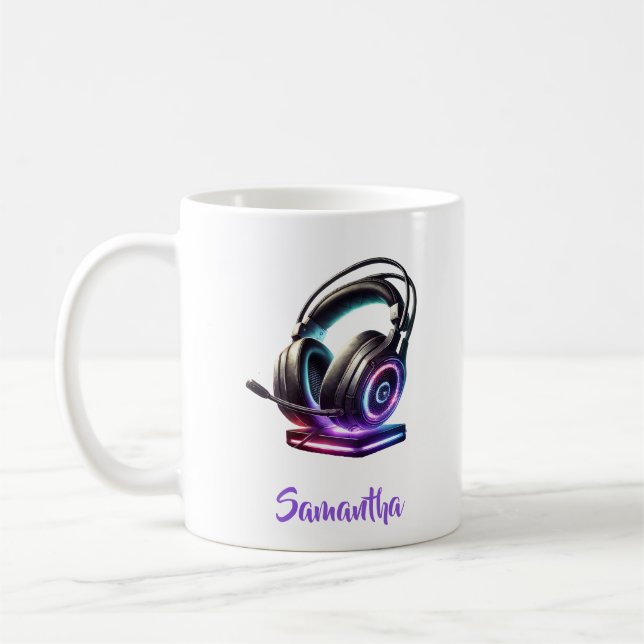 Taza De Café Auriculares para videojuegos en la vegetación (Izquierda)