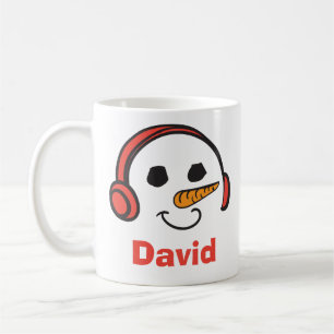 Taza De Café Auriculares personalizados Música Snowman