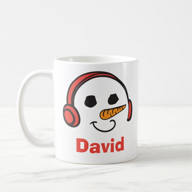 Taza De Café Auriculares personalizados Música Snowman (Izquierda)