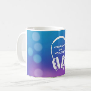 Taza De Café Auriculares Puesto Mundo Apagado