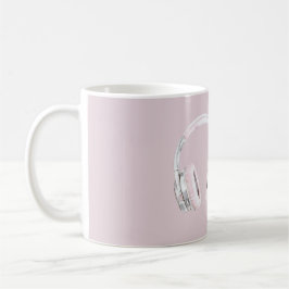 Taza De Café Auriculares Rosa Rubor Plateado
