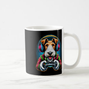 Taza De Café Auriculares Videojuego Alambre Terrier de zorro Pe