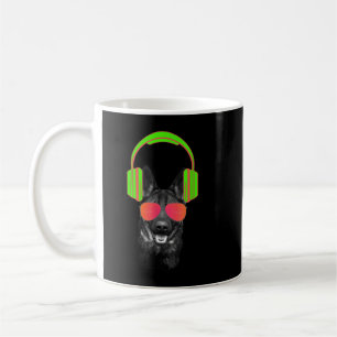 Taza De Café Auriculares y gafas de Shepherd DJ alemanes