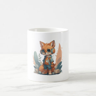 Taza De Café Auriculares zorro bebé divertido