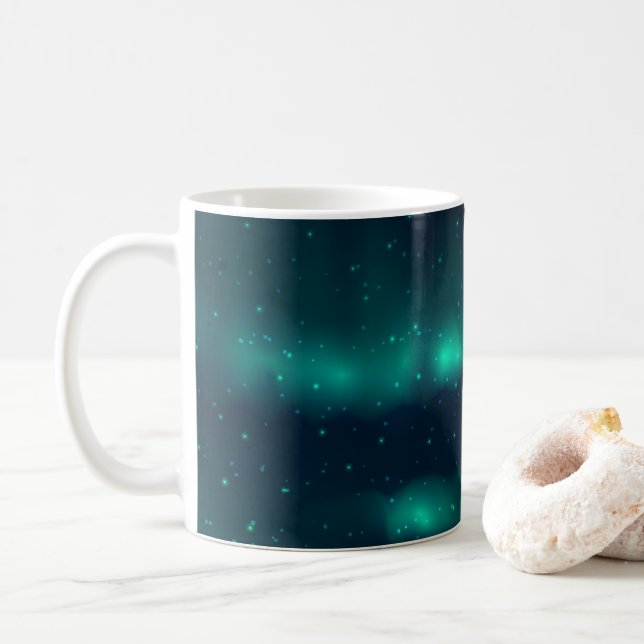 Taza De Café Aurora Boreal - Arte de las luces del norte (Con donut)