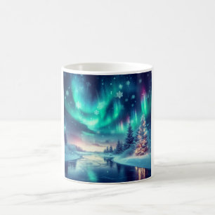 Taza De Café aurora borealis/Navidades/invierno