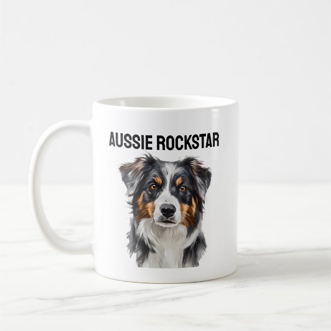 Taza De Café Aussie Rockstar Mug- Regalo de pastor australiano  (Izquierda)