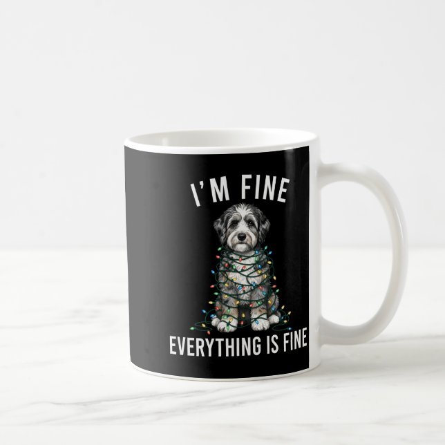 Taza De Café Aussiedoodle Christmas I'm Fine Everything Is Fine (Derecha)