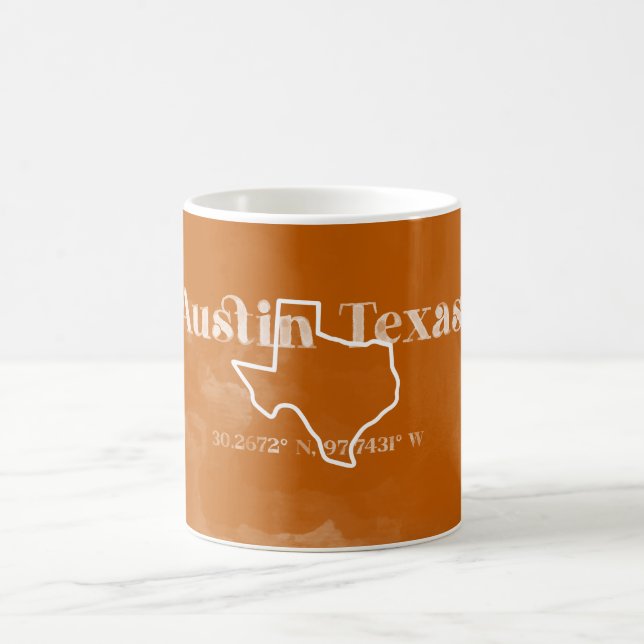 Taza De Café Austin Texas Burnt Naranja Mug (Centro)