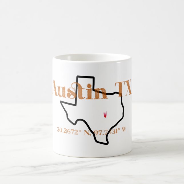 Taza De Café Austin Texas Burnt Naranja Mug (Centro)