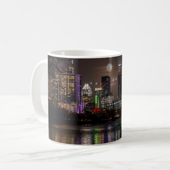 Taza De Café Austin, Texas Full Moon v2 (Anverso izquierdo)