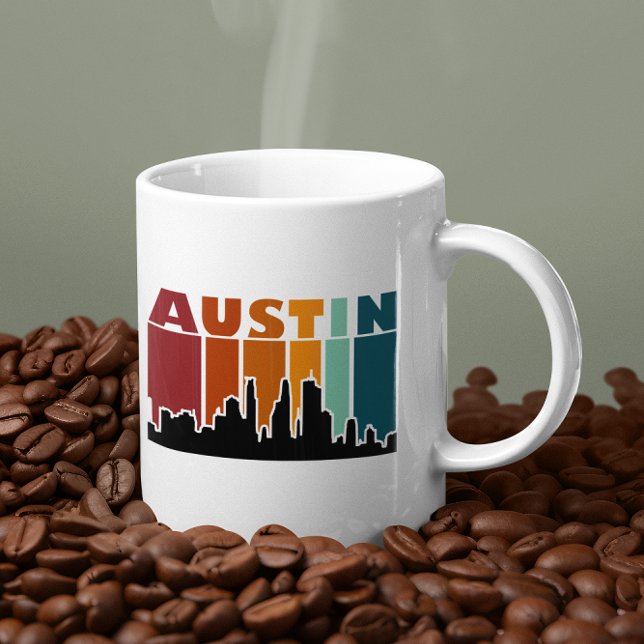 Taza De Café Austin Texas Retro Sunset Cityscape (austin texas retro vintage sunset coffee mug)