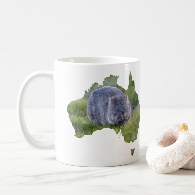 Taza De Café Australia Esquema Forma Cute Wombat Tasmania (Con donut)