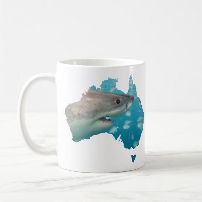 Taza De Café Australia Gran forma de país tiburón blanco (Izquierda)