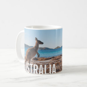 Taza De Café Australia Kangaroo en la foto de la playa