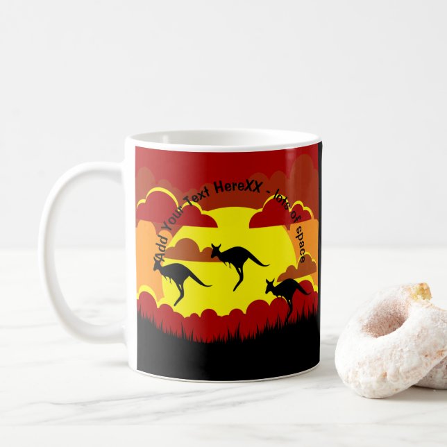 Taza De Café Australia Kangaroo Rojo Amarillo Negro (Con donut)