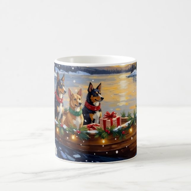 Taza De Café Australian Kelpie Christmas Boat Holiday (Centro)