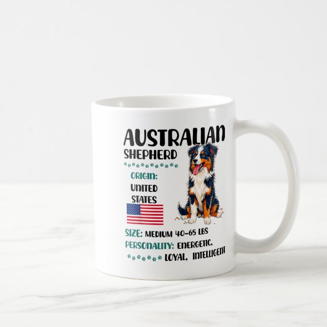 Taza De Café Australian Shepherd Origin Funny Aussie Dog Lover  (Derecha)