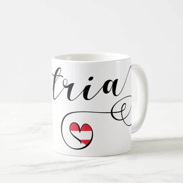 Taza De Café Austria Heart Mug, Bandera Austríaca (Anverso derecho)