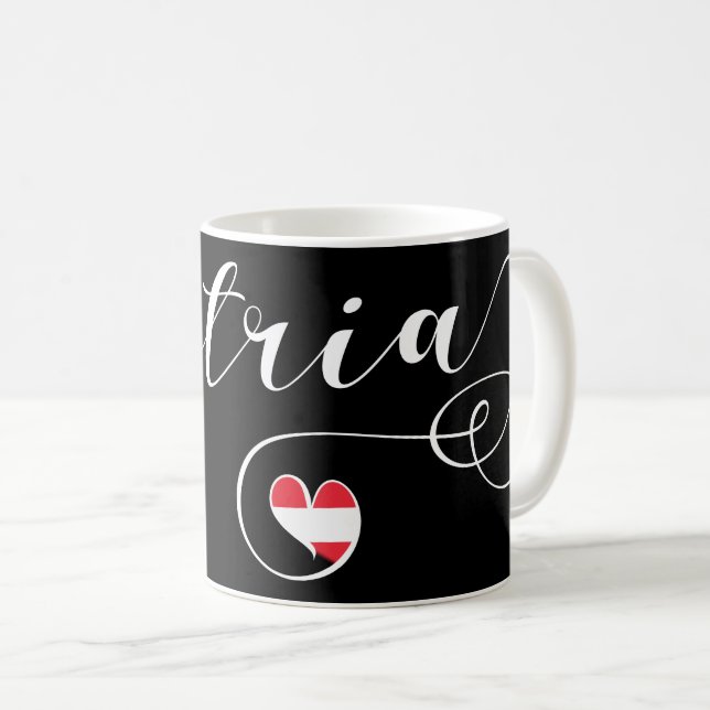Taza De Café Austria Heart Mug, Bandera Autriana (Anverso derecho)