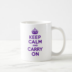 Taza De Café Auténtico guarde la calma y continúe la púrpura